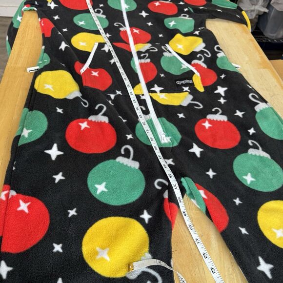 Tipsy Elves Black Colorful Ornaments Jumpsuit Hoodie Christmas Fleece Zipper Lrg - Picture 7 of 9